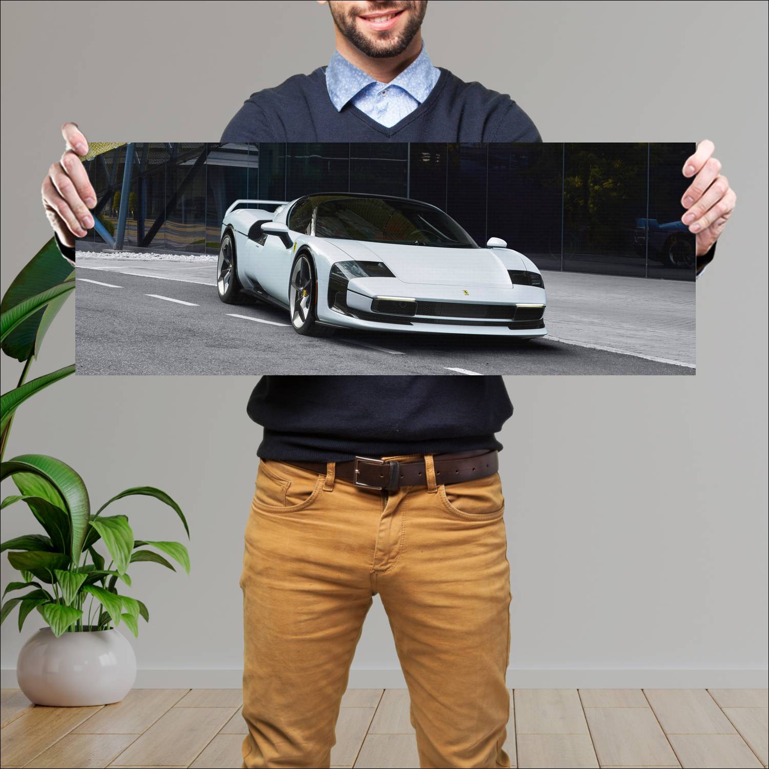Cuadro grande 30x80cm 2025 Ferrari SC40 005 Ferrari