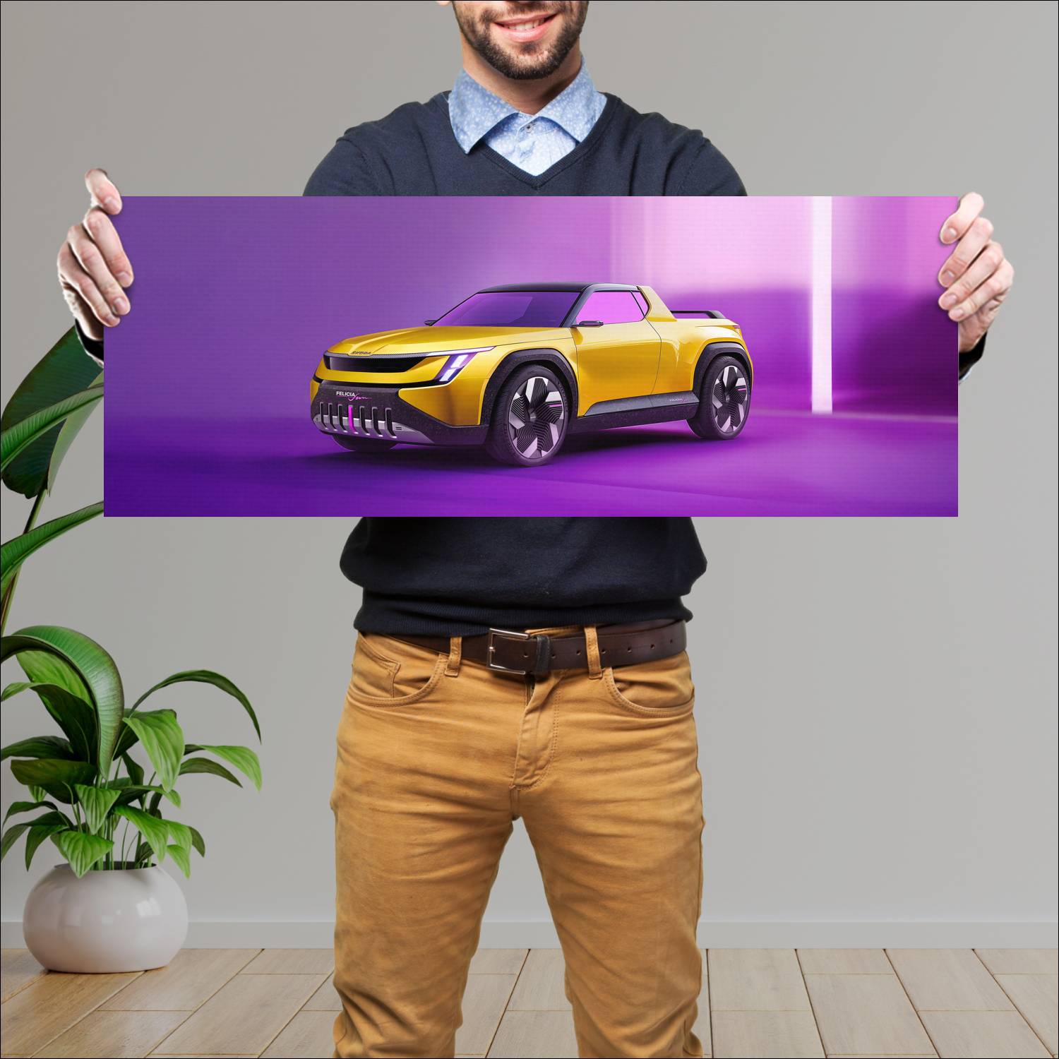 Cuadro grande 30x80cm 2025 Skoda Felicia Fun Concept 001 Skoda