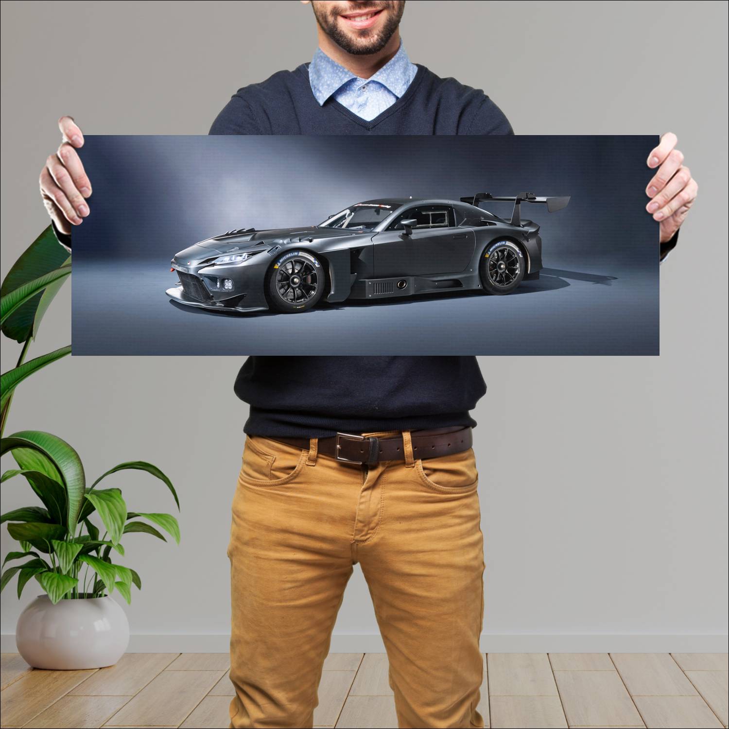 Cuadro grande 30x80cm 2025 Toyota GR GT3 Prototype 001 Toyota