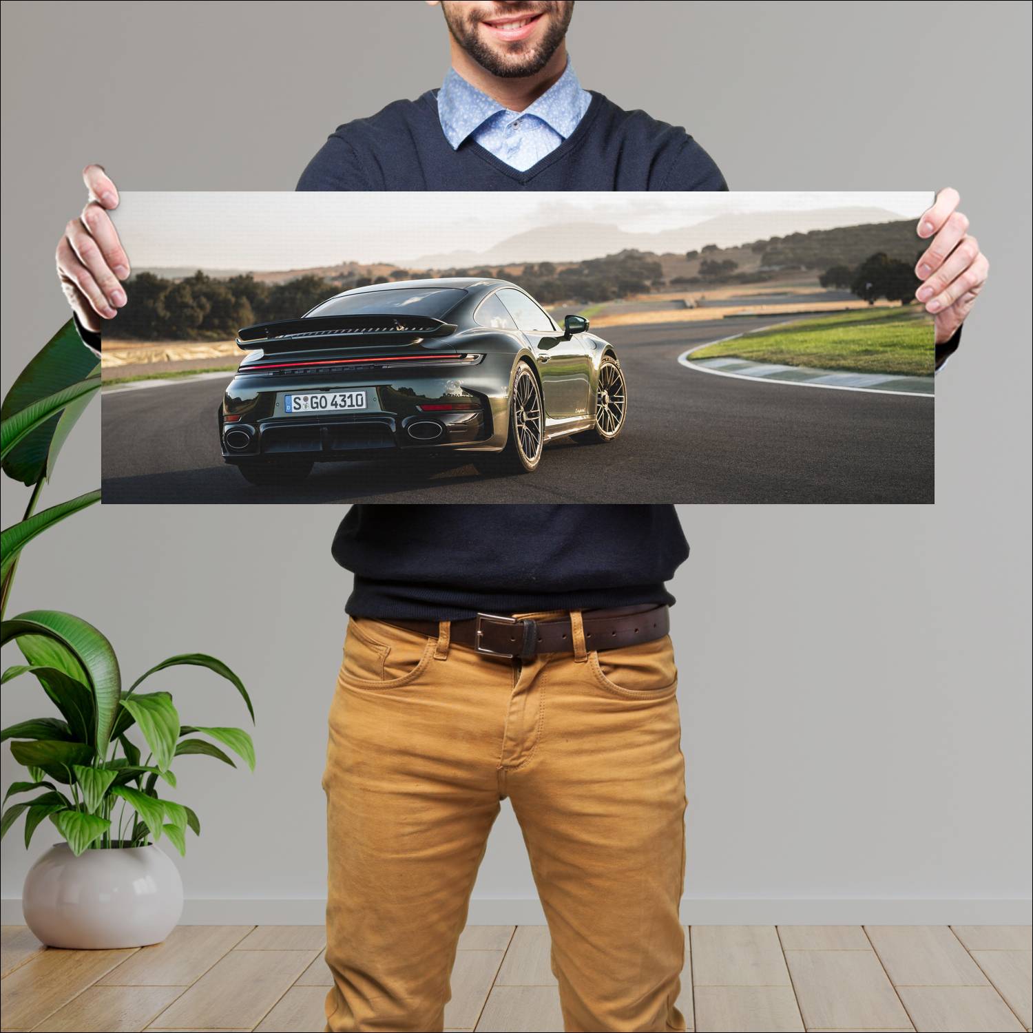 Cuadro grande 30x80cm 2026 Porsche 911 Turbo S 006 Porsche