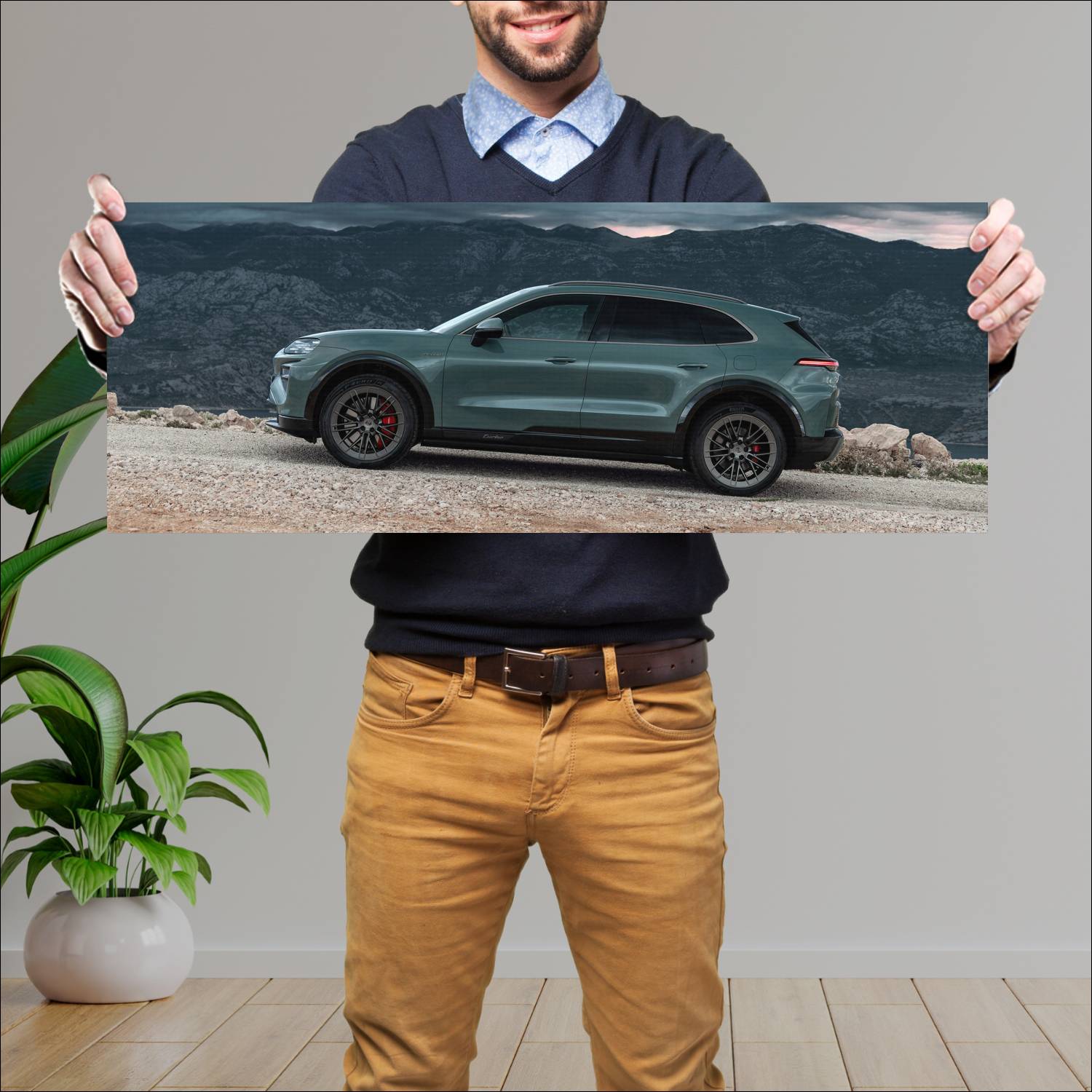 Cuadro grande 30x80cm 2026 Porsche Cayenne Turbo Electric 003 Porsche
