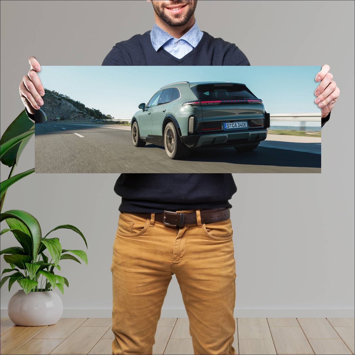 Cuadro grande 30x80cm 2026 Porsche Cayenne Turbo Electric 004 Porsche