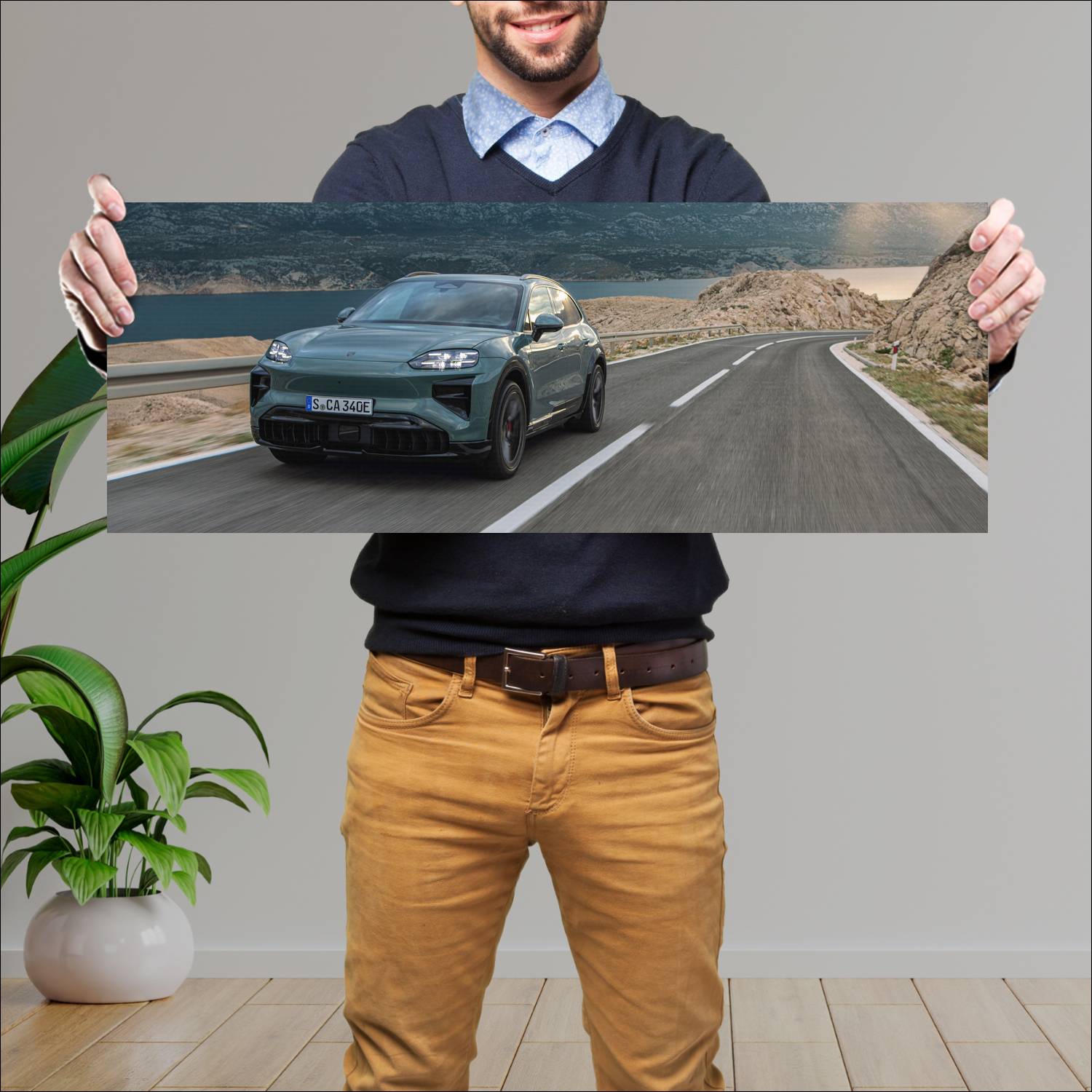 Cuadro grande 30x80cm 2026 Porsche Cayenne Turbo Electric 005 Porsche