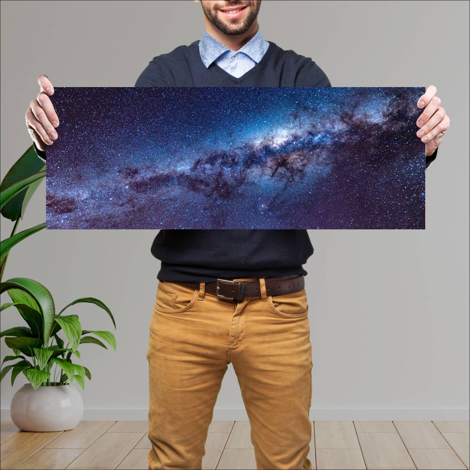 Cuadro grande 30x80cm estrellas Espacio