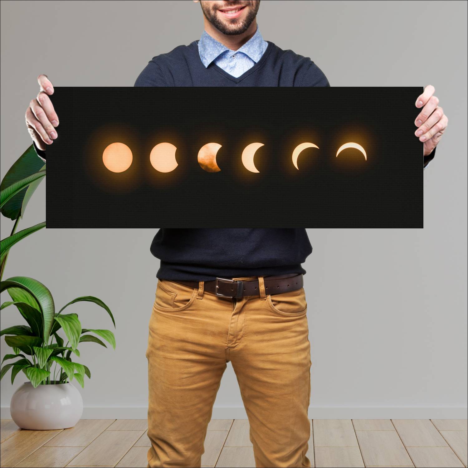 Cuadro grande 30x80cm Fases lunares brillante Espacio
