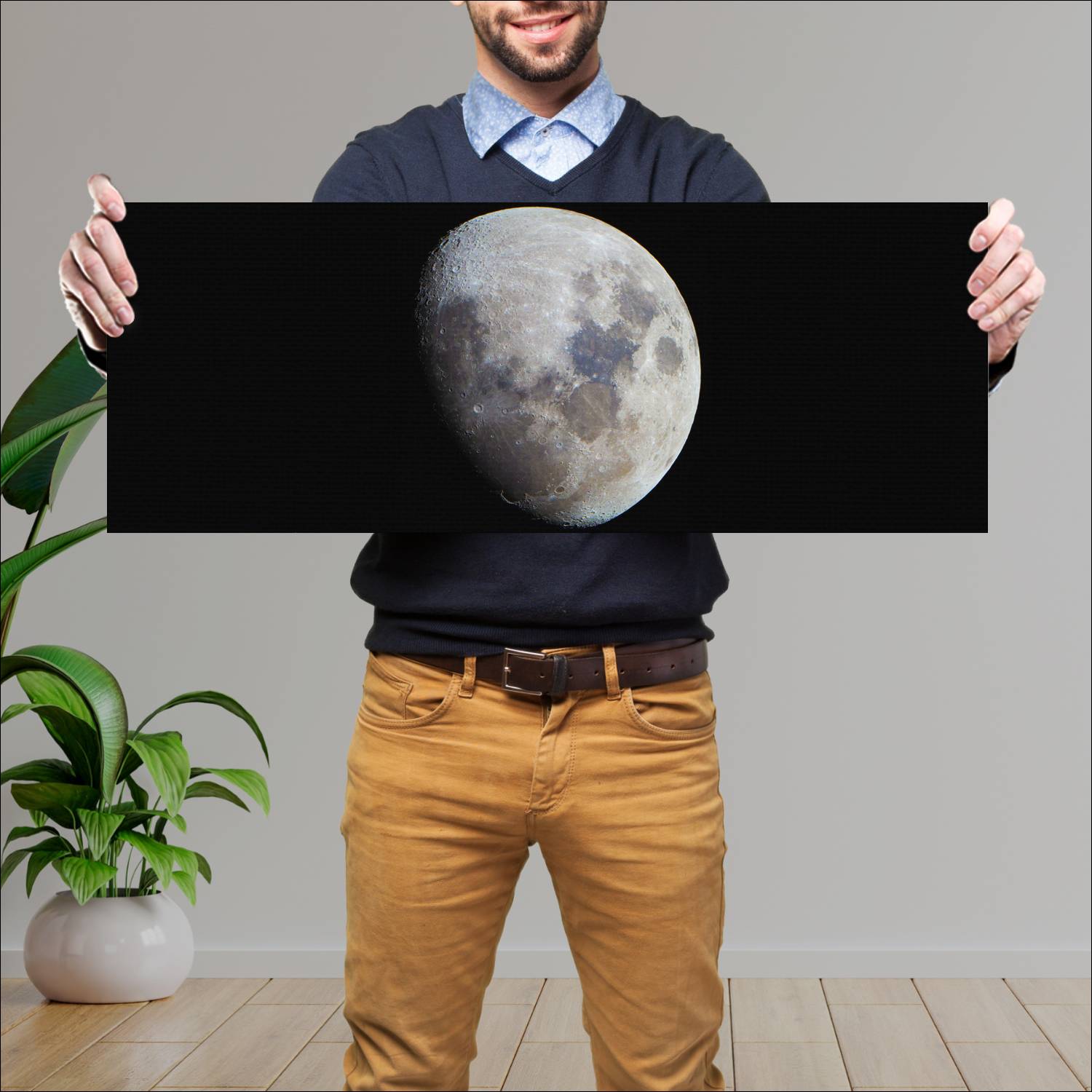 Cuadro grande 30x80cm Luna 3cuartos horizontal Espacio