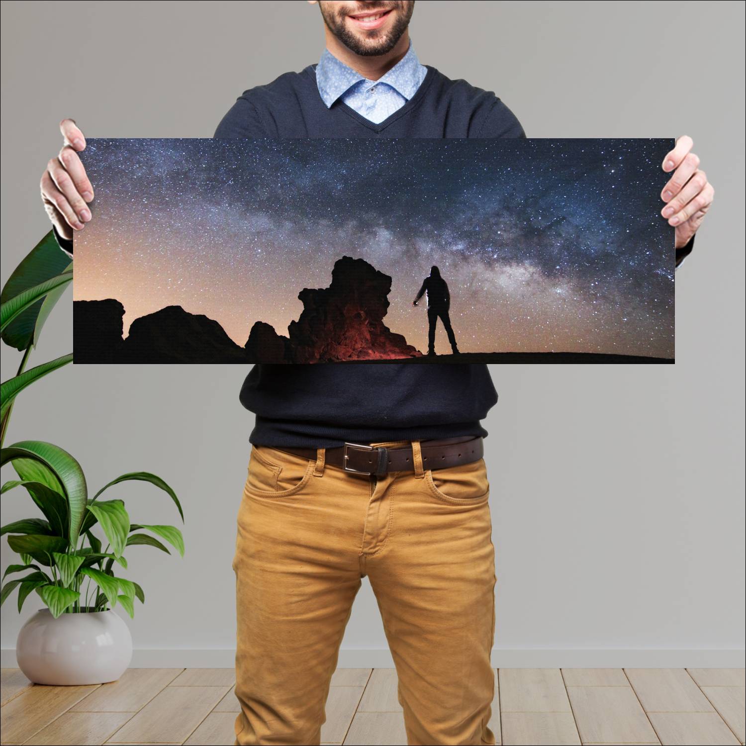 Cuadro grande 30x80cm Noche desierto estrellado Espacio