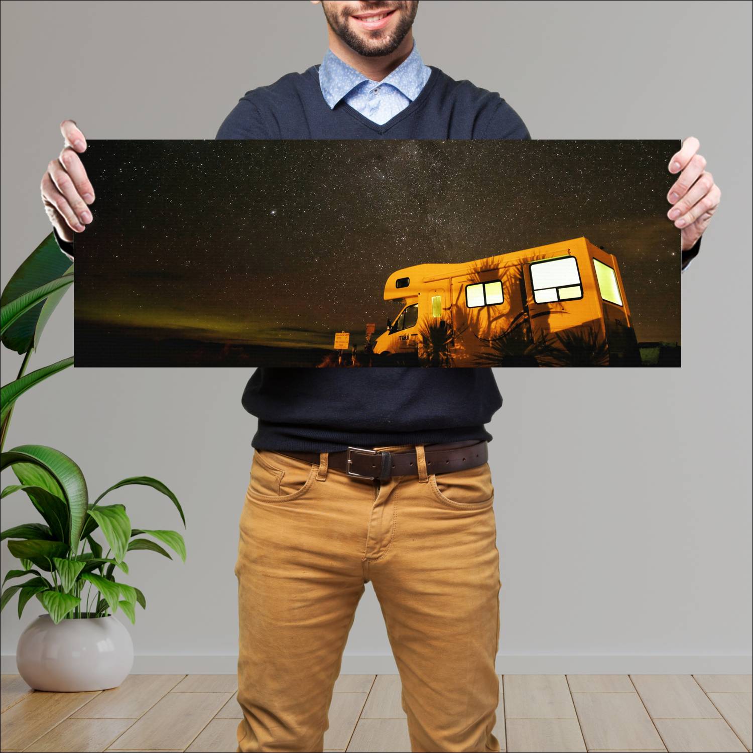 Cuadro grande 30x80cm Noche rodante estrellada Espacio