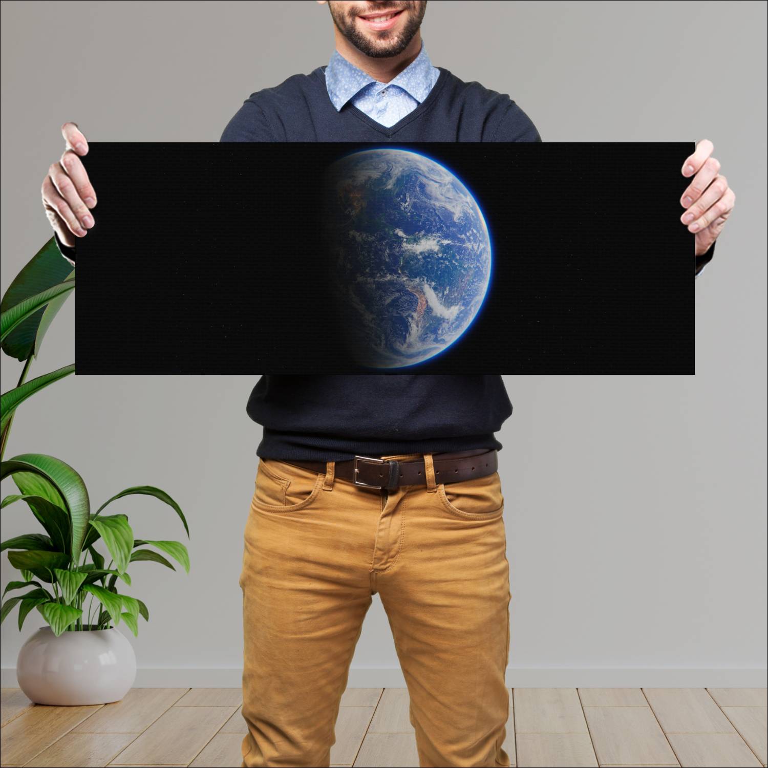 Cuadro grande 30x80cm Planeta tierra Espacio