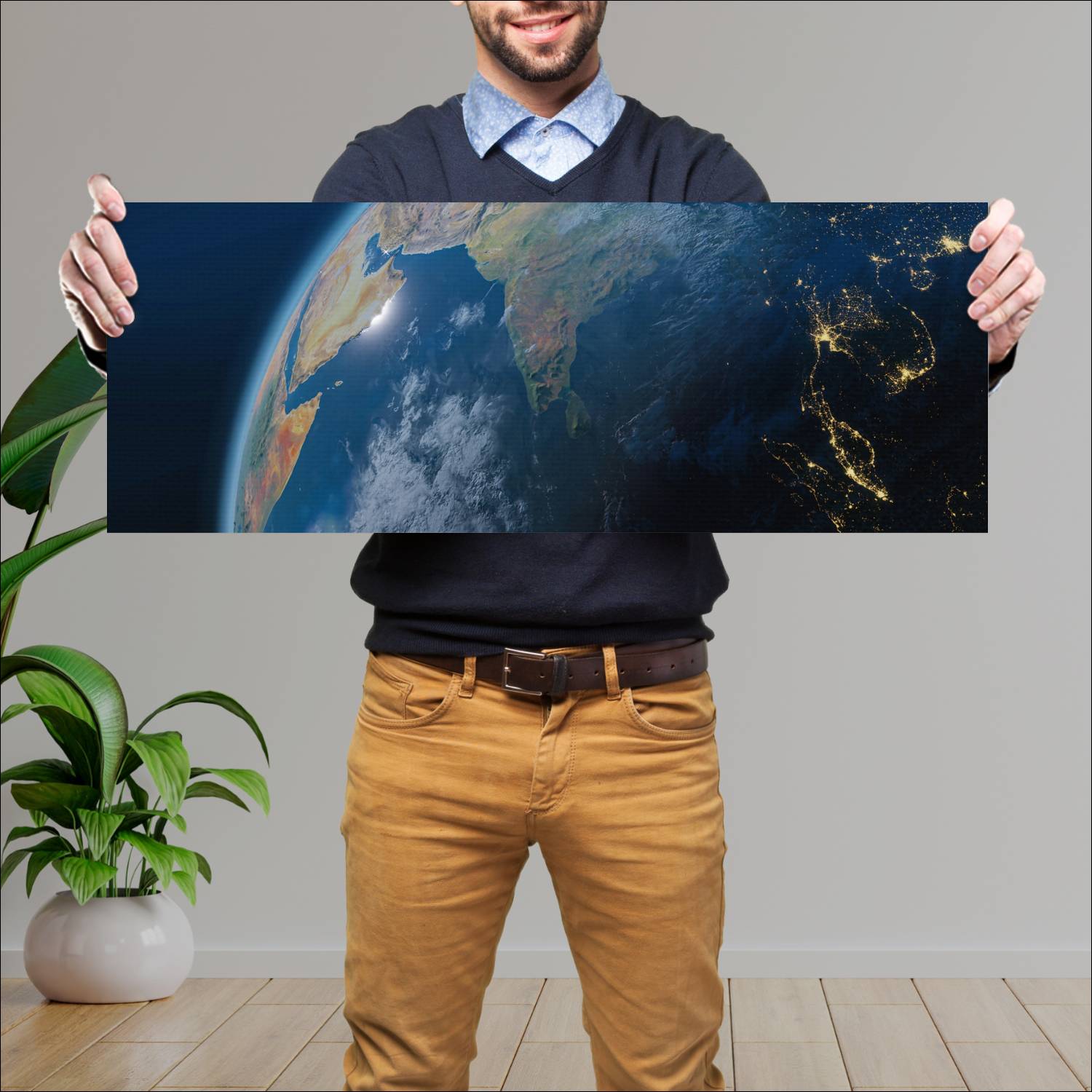 Cuadro grande 30x80cm Tierra desde el espacio 2 Espacio