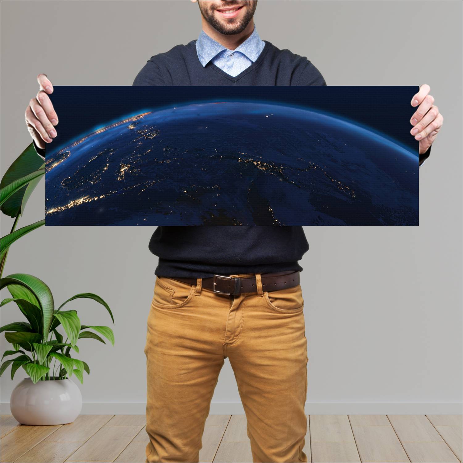 Cuadro grande 30x80cm Tierra desde el espacio Espacio