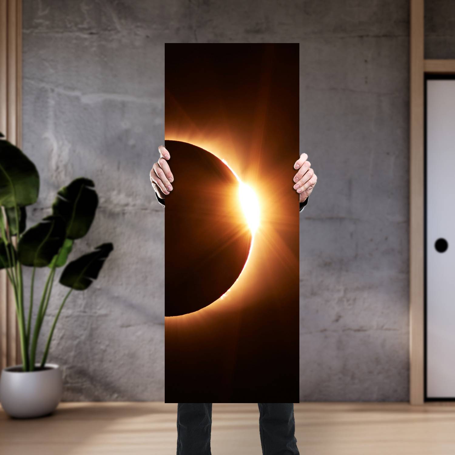 Cuadro grande 30x80cm Ecilpse solar vertical Espacio