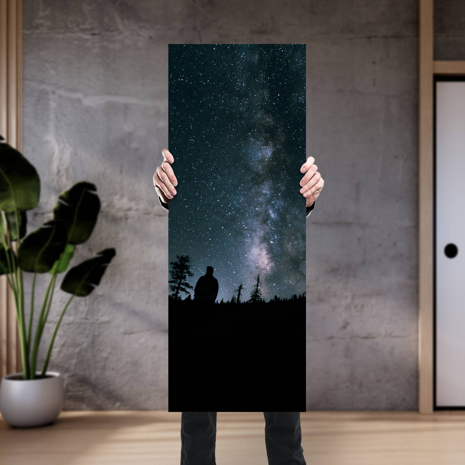 Cuadro grande 30x80cm Hombre bajo estrellas Espacio