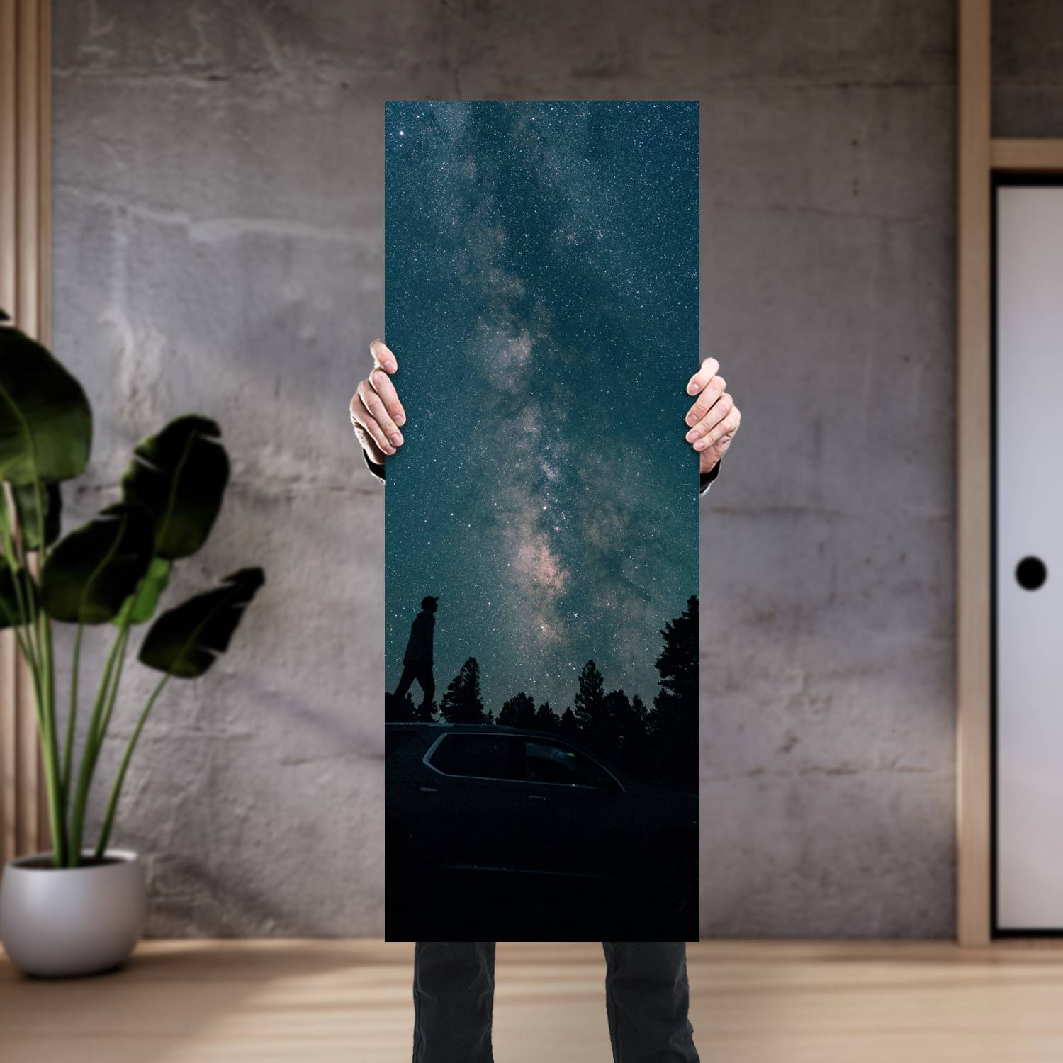 Cuadro grande 30x80cm Hombre noche estrellada vertical Espacio