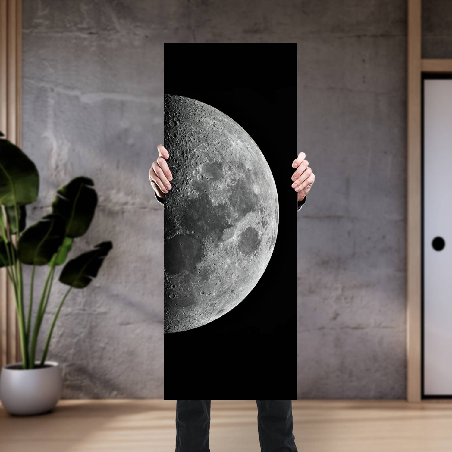 Cuadro grande 30x80cm Luna blanca en mitad Espacio