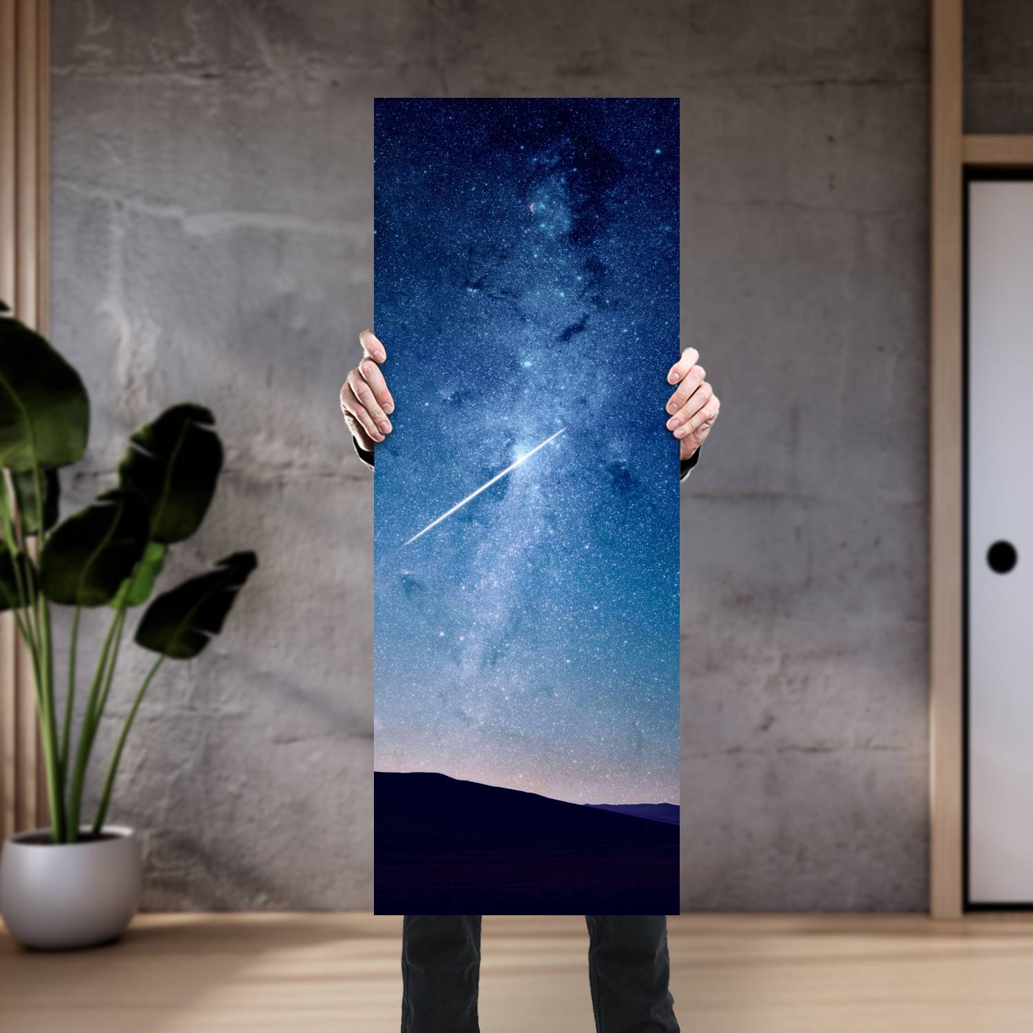 Cuadro grande 30x80cm Montañas cielo estrellado fugaz Espacio