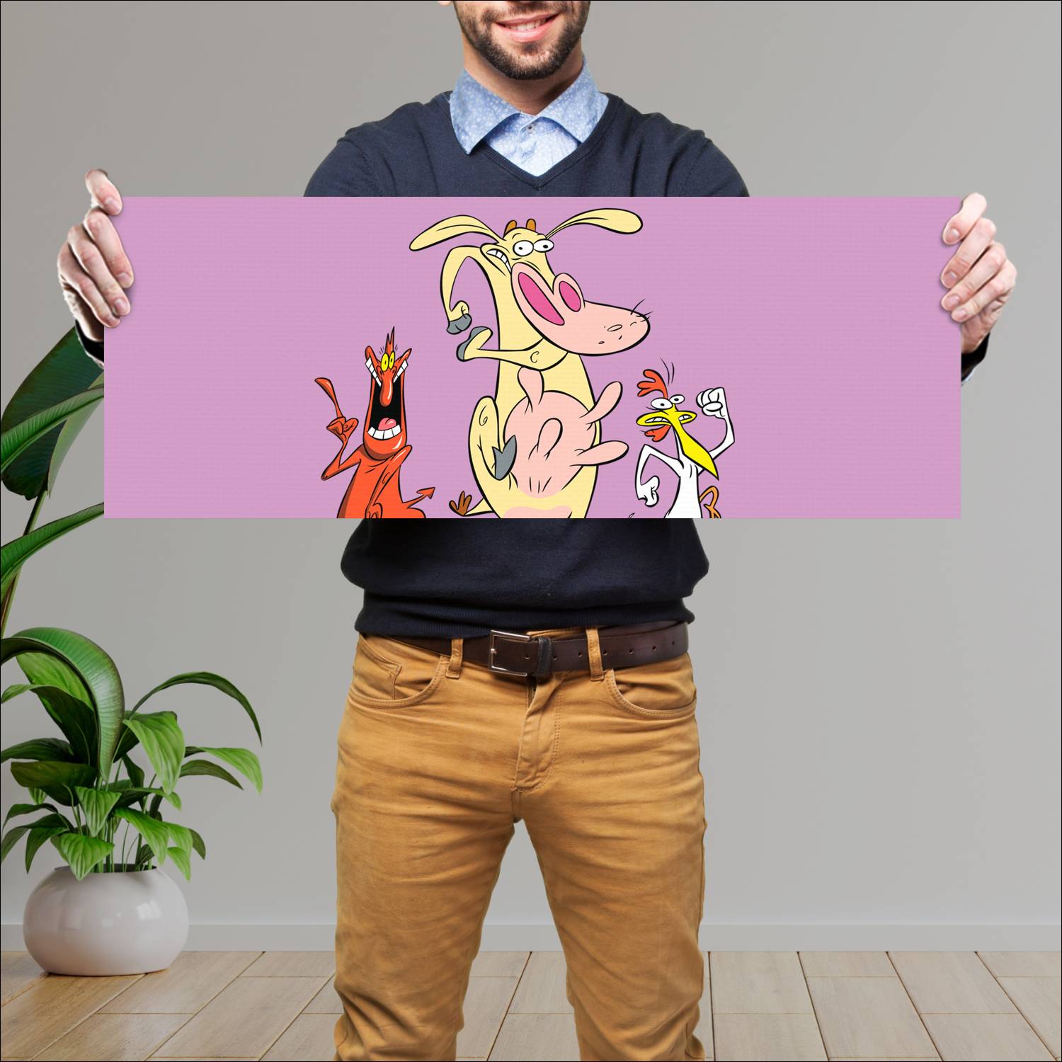 Cuadro grande 30x80cm La Vaca y El Pollito AFH 119 Cartoon