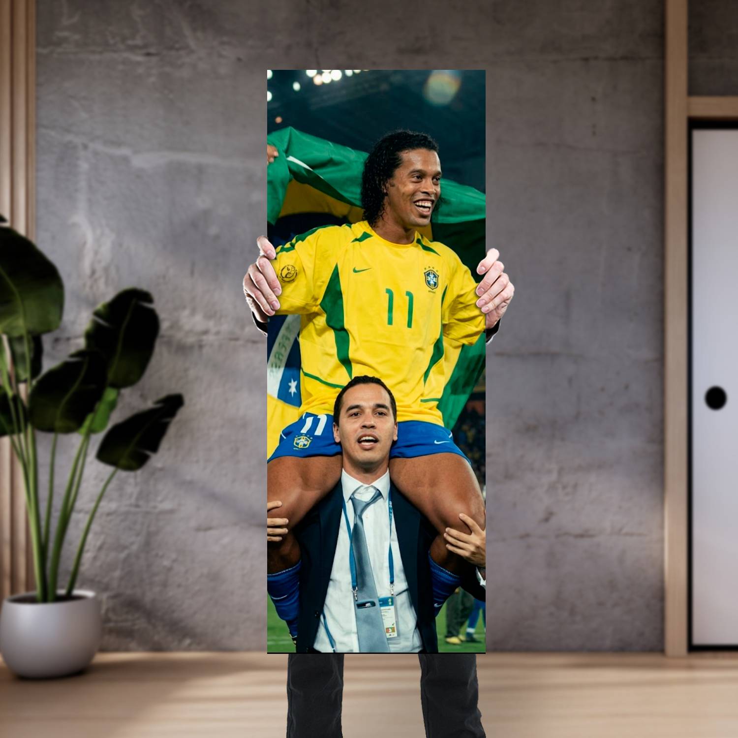 Cuadro grande 30x80cm Ronaldinho Campeon Brasil Deporte