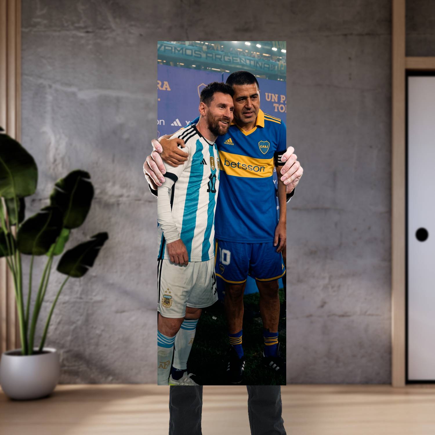 Cuadro grande 30x80cm Riquelme y Messi Deporte
