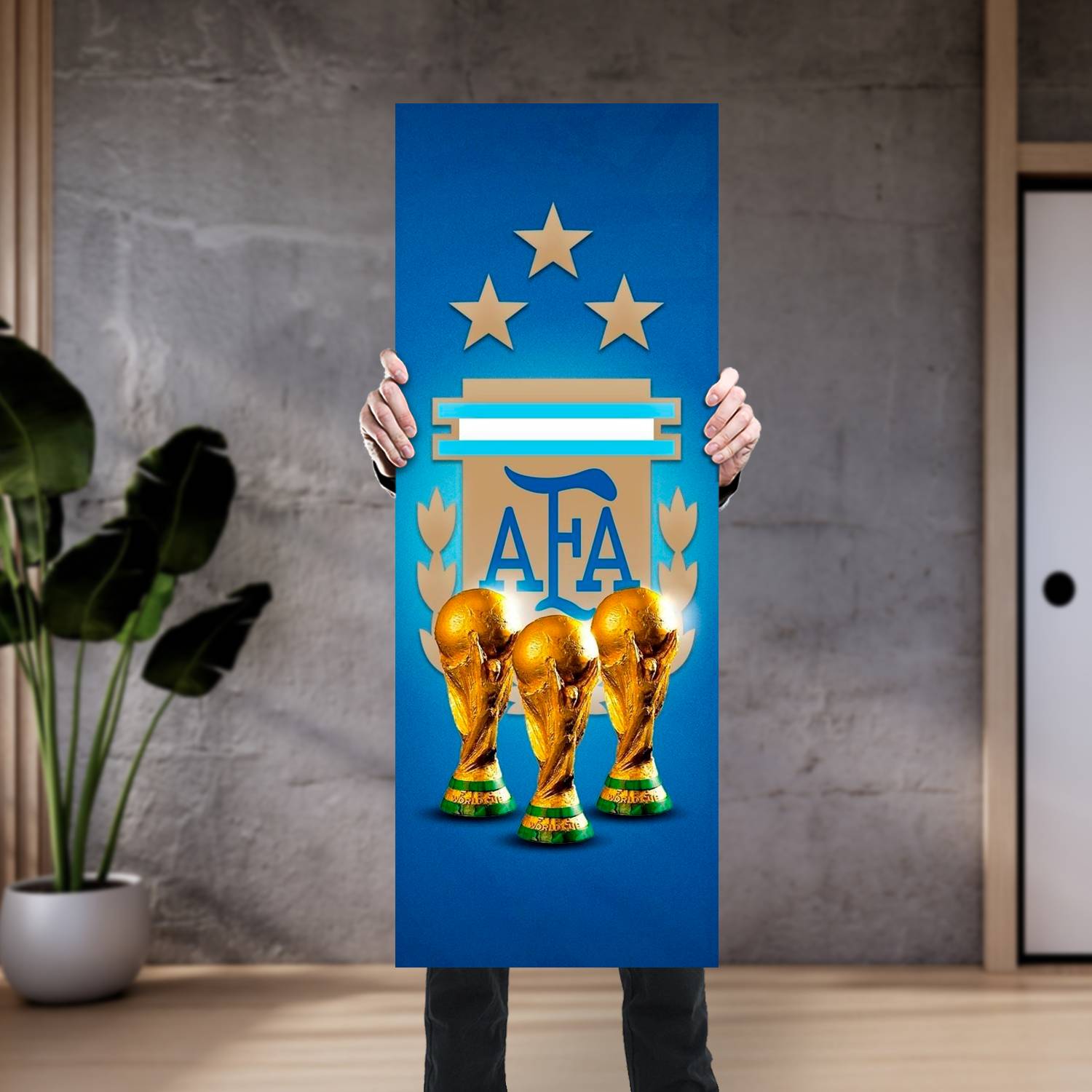 Cuadro grande 30x80cm Argentina Copas Mundiales Futbol