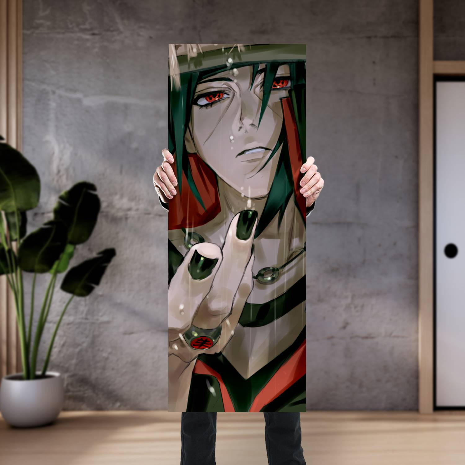 Cuadro grande 30x80cm Itachi Lluvia Naruto