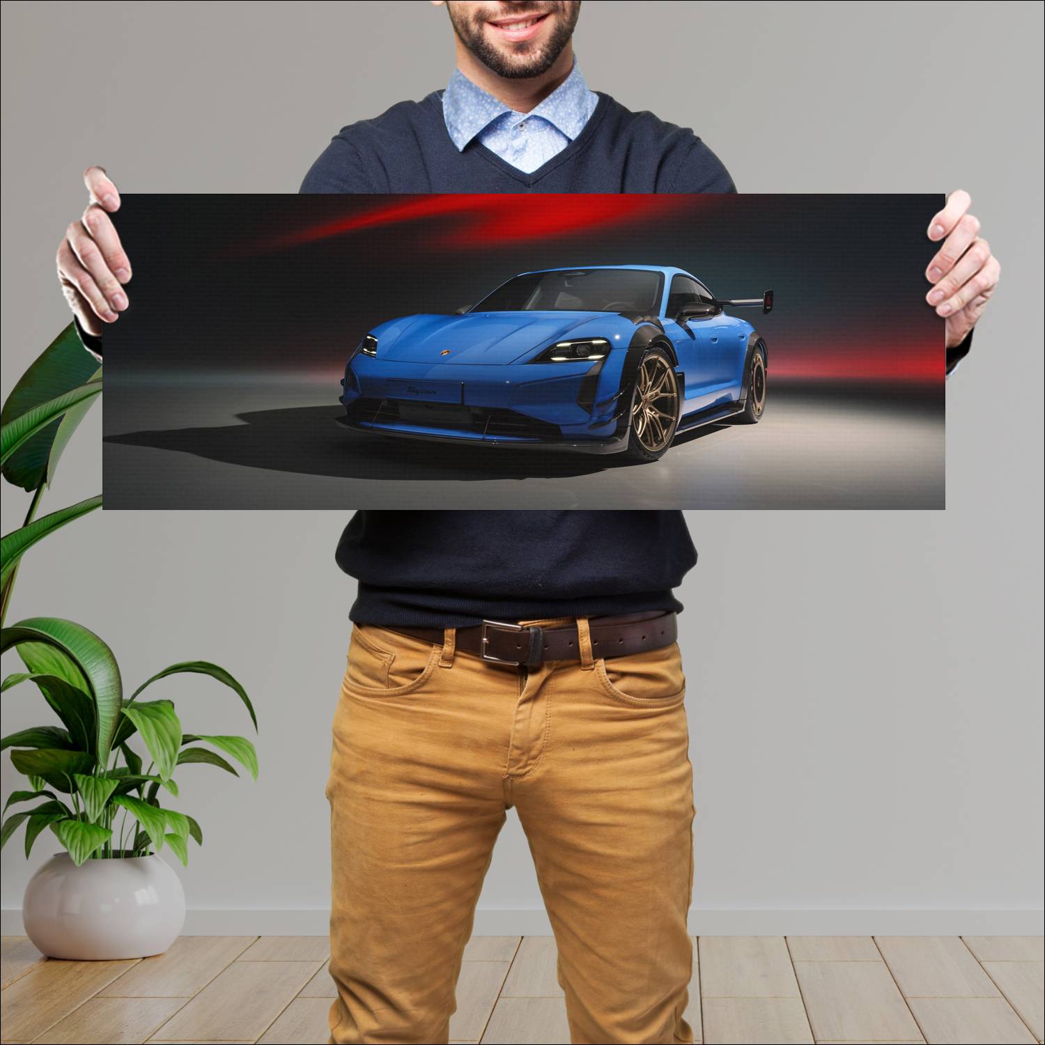 Cuadro grande 30x80cm 2026 Porsche Taycan Tur 18 Porsche